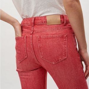 Light red washed color jeans